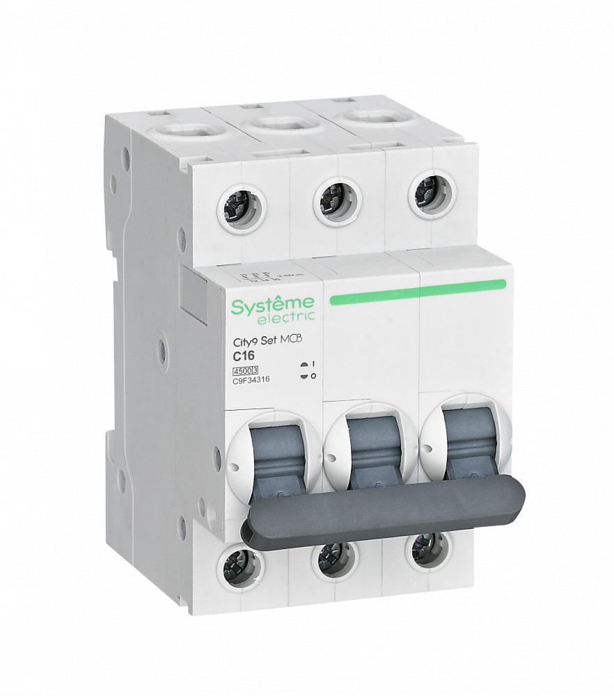 Изображение товара Systeme Electric City9 Set Автоматический выключатель (АВ) С 16А 3P 4.5kA 400В