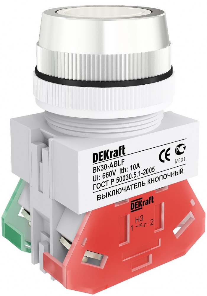 Изображение товара Выключатель кнопочный Dekraft ВК-30 белый 10 А, IP54