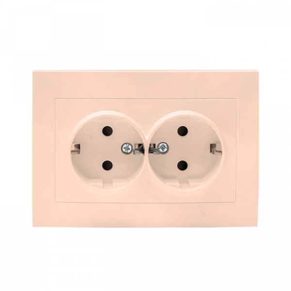 Изображение товара EKF PROxima Валенсия розетка 2-местная с/з 16А кремовая с защ. штор..