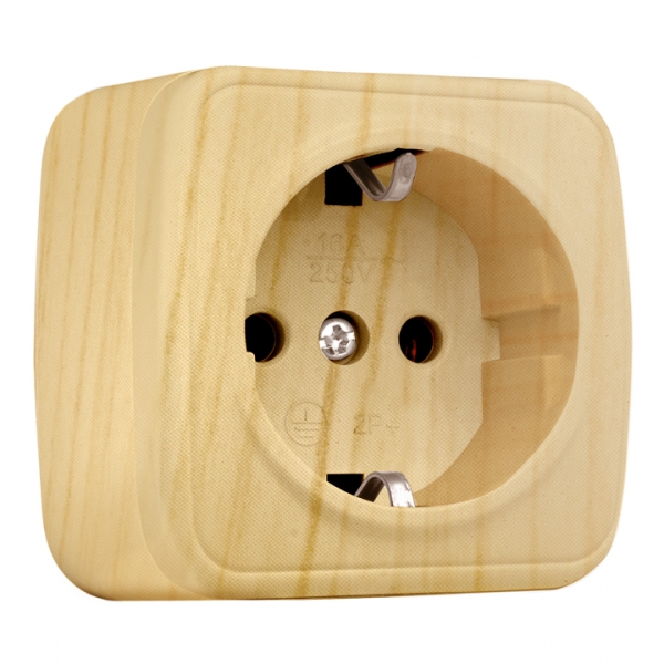 Изображение товара EKF Basic Минск Светлое дерево Розетка с /з, 16А, ОП.