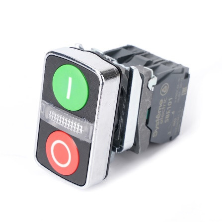 Изображение товара Systeme Electric Кн SB4 двойн в сборе модуль 22мм з "I"+сигн лампа+кр "О" металл 230ВАС 1НО+1НЗ