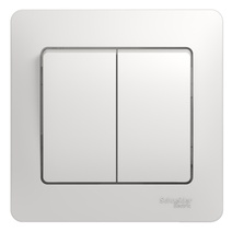 Изображение товара Systeme Electric Glossa Бел Выключатель 2-клавишный, сх.5, 10АХ (в сборе с рамкой)