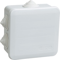 Изображение товара IEK Коробка КМ41255 распаячная для о/п 100х100х50 мм IP44 (RAL7035, 6 гермовводов, защелкивающаяся крышк