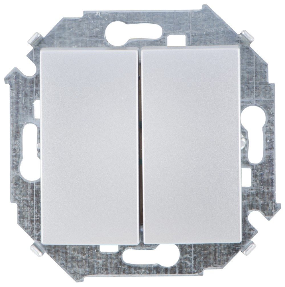 Изображение товара Simon 2-клавишный проходной выключатель алюминий