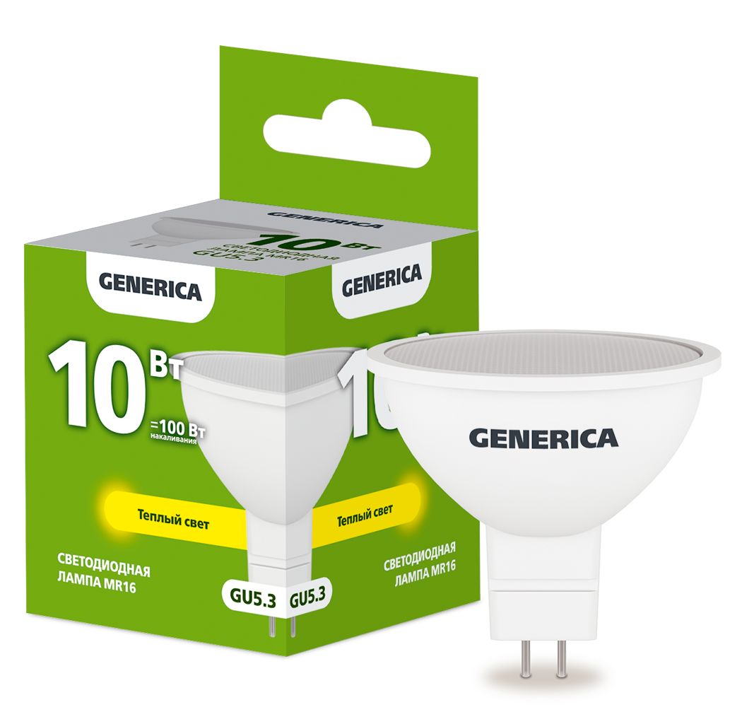 Изображение товара IEK GENERICA Лампа LED MR16 софит 10Вт 230В 3000К GU5.3