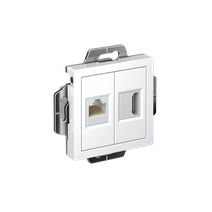Изображение товара Systeme Electric AtlasDesign Белый Розетка двойная HDMI+RJ45, кат.5Е, механизм