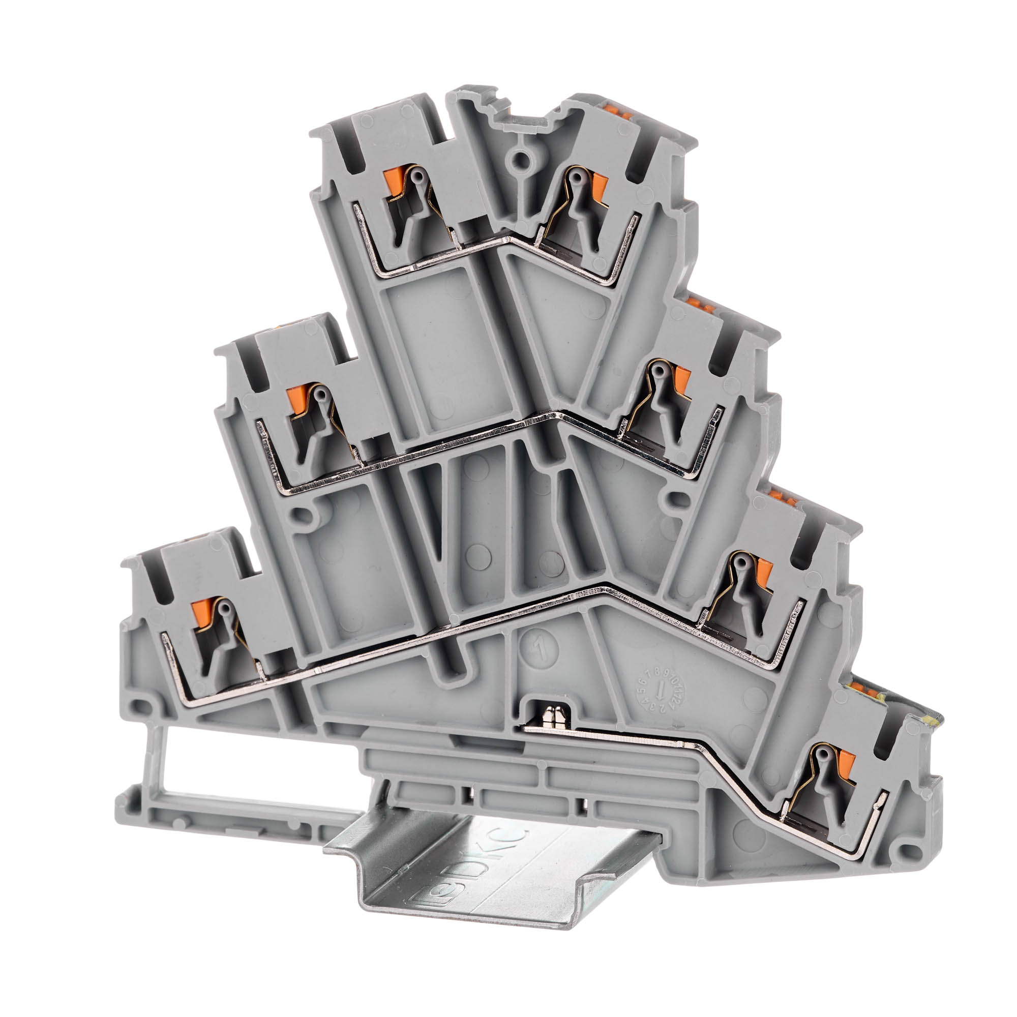 Изображение товара DKC Nuputuk Клемма многоуровневая для подключения электродвигателя, зажим push-in, 7 точек подключения, 2.5 кв.мм, серая