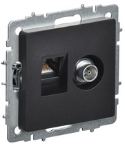 Изображение товара IEK BRITE BASE Черный Розетка двойная TV+RJ45 кат.5E РТВ/РК12-БрЧ