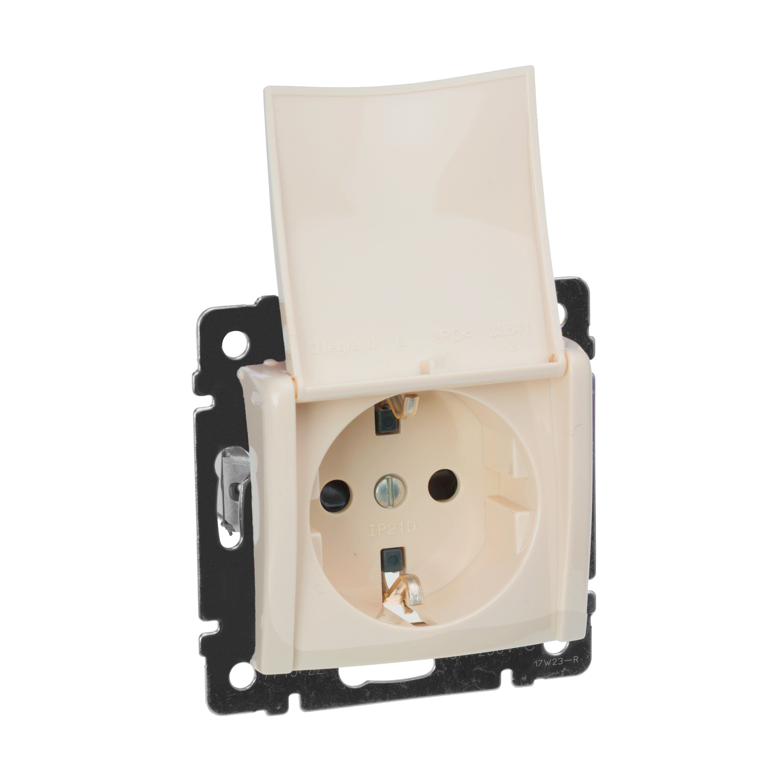 Изображение товара Legrand Valena Крем Розетка 1-ая с/з с крышкой.