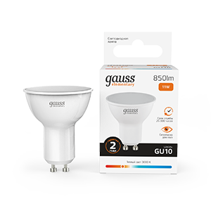 Изображение товара Gauss Лампа Elementary MR16 11W 850lm 3000K GU10 LED 1/10/100 Изображение товара Gauss Лампа Elementary MR16 11W 850lm 3000K GU10 LED 1/10/100