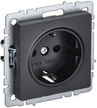 Изображение товара IEK BRITE BASE Черный Розетка 1-м с/з без защ штор 16А РС11-1-0-БрЧ