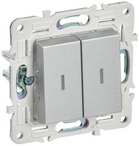 Изображение товара IEK SKANDY SK-V09S 2-клавишный выключатель с индикацией серебристый Изображение товара IEK SKANDY SK-V09S 2-клавишный выключатель с индикацией серебристый