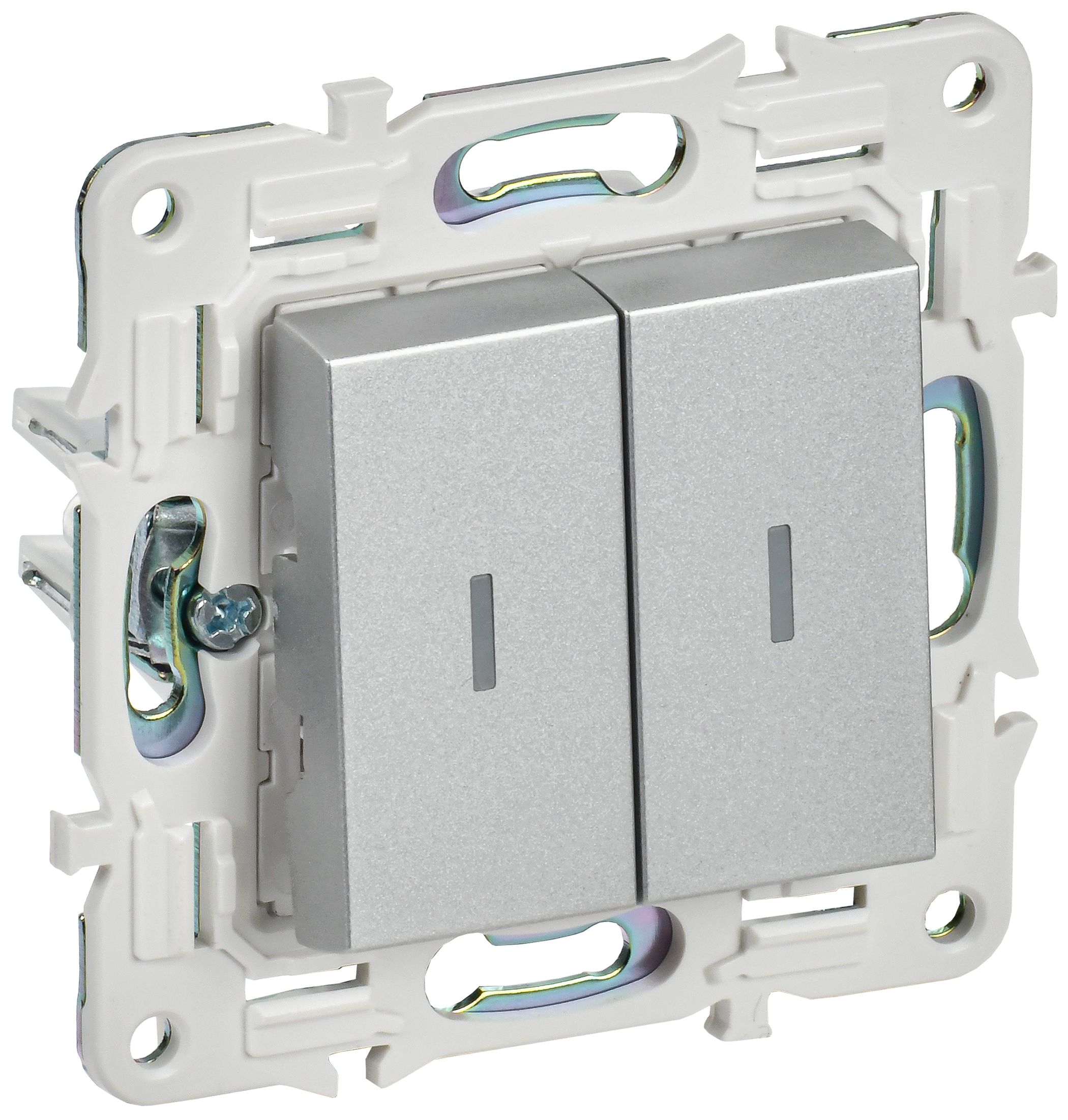 Изображение товара IEK SKANDY SK-V09S 2-клавишный выключатель с индикацией серебристый