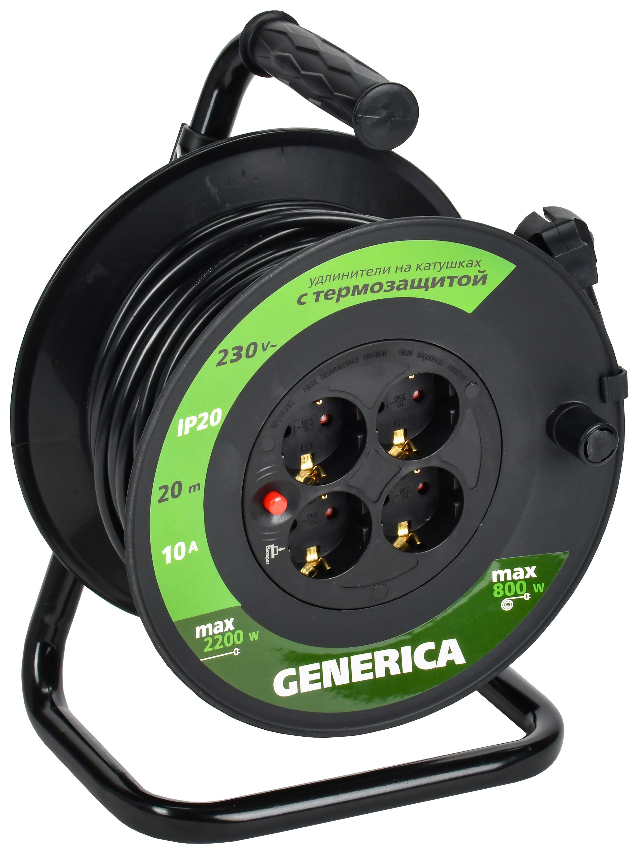 Изображение товара IEK GENERICA Катушка УК20 с т/з 4 места 2P+PE/20м 3х1,0мм2