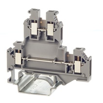 Изображение товара DKC Nuputuk Клемма двухуровневая, винтовой зажим, 4 точки подключения, 4 кв.мм, серая