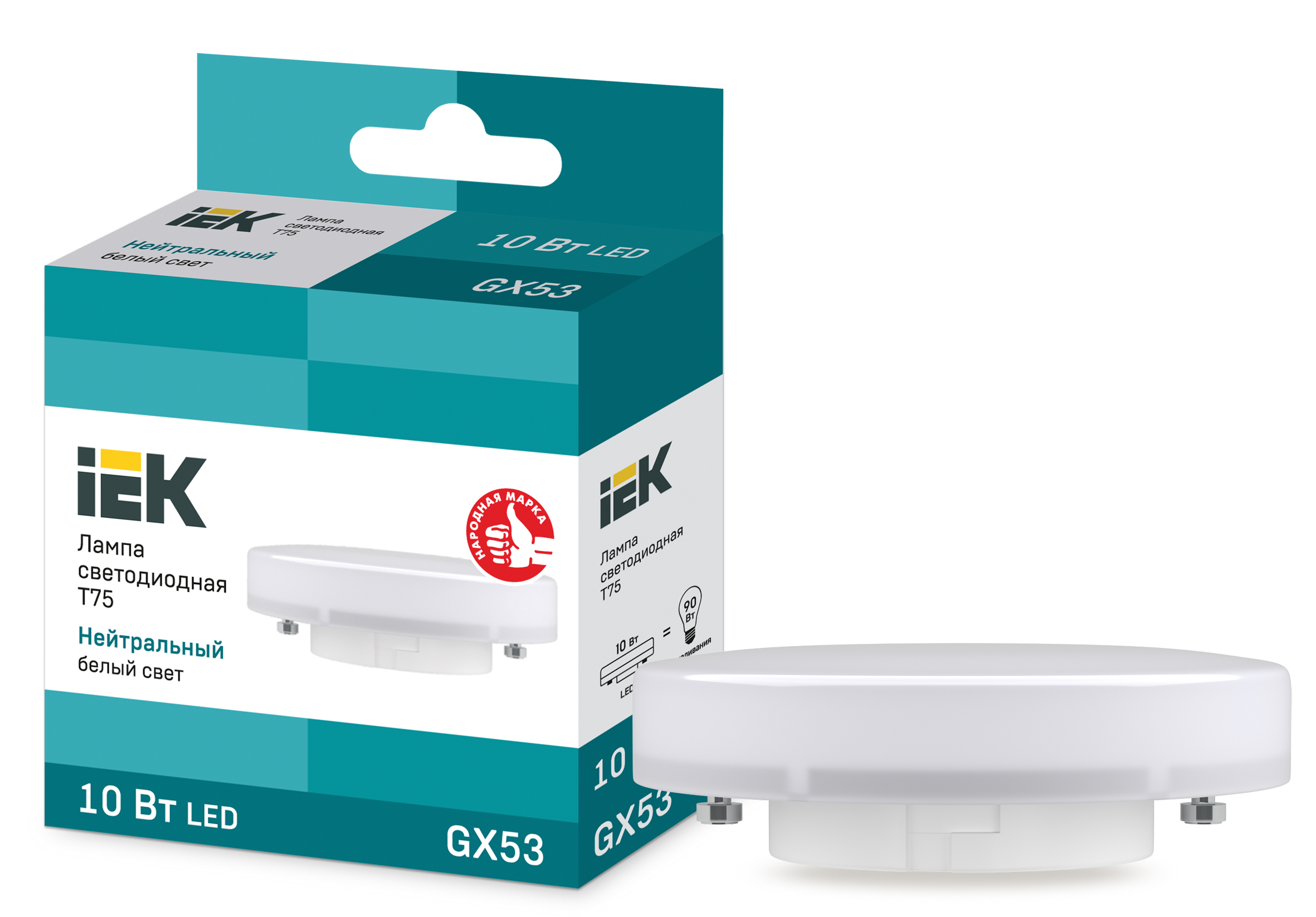 Изображение товара LED лампа IEK ECO T75 10Вт GX53 нейтральный свет