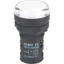 Изображение товара CHINT Индикатор ND16-22DS/4C белый, компактный, встр. конденсатор, IP65 АС230В (R)