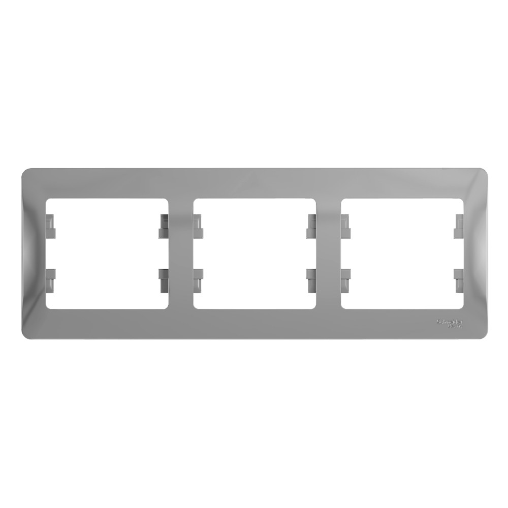 Изображение товара Рамка Glossa алюминий, горизонтальная, 3 поста, IP20