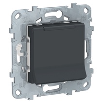 Изображение товара Schneider Electric Unica New Антрацит Розетка с/з со шторками, с крышкой, 16А, 250В, IP40
