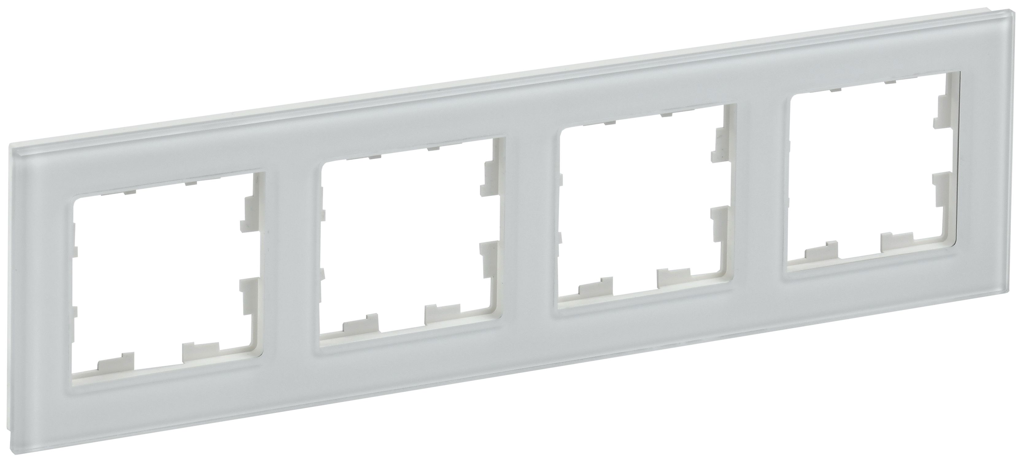 Изображение товара IEK BRITE DECOR Рамка 4-м RU 4-2 БрБ Белый глянец стекло