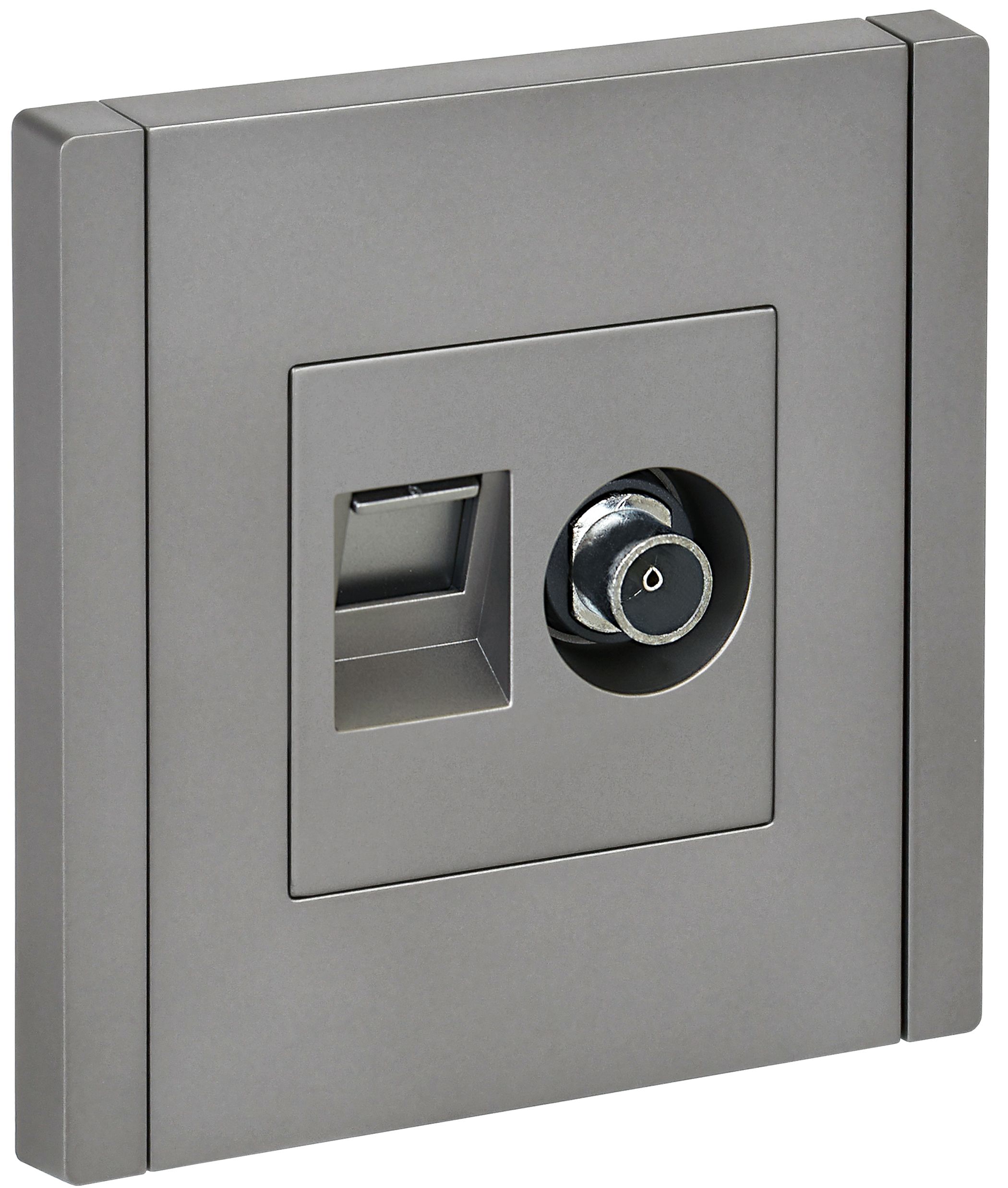 Изображение товара IEK FORTE&PIANO Сталь Розетка двойная TV+RJ45 кат.5E FP536