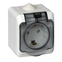 Изображение товара Systeme Electric Этюд наруж Бел Розетка 1-ая с/з с крышкой, с защитными шторками IP44