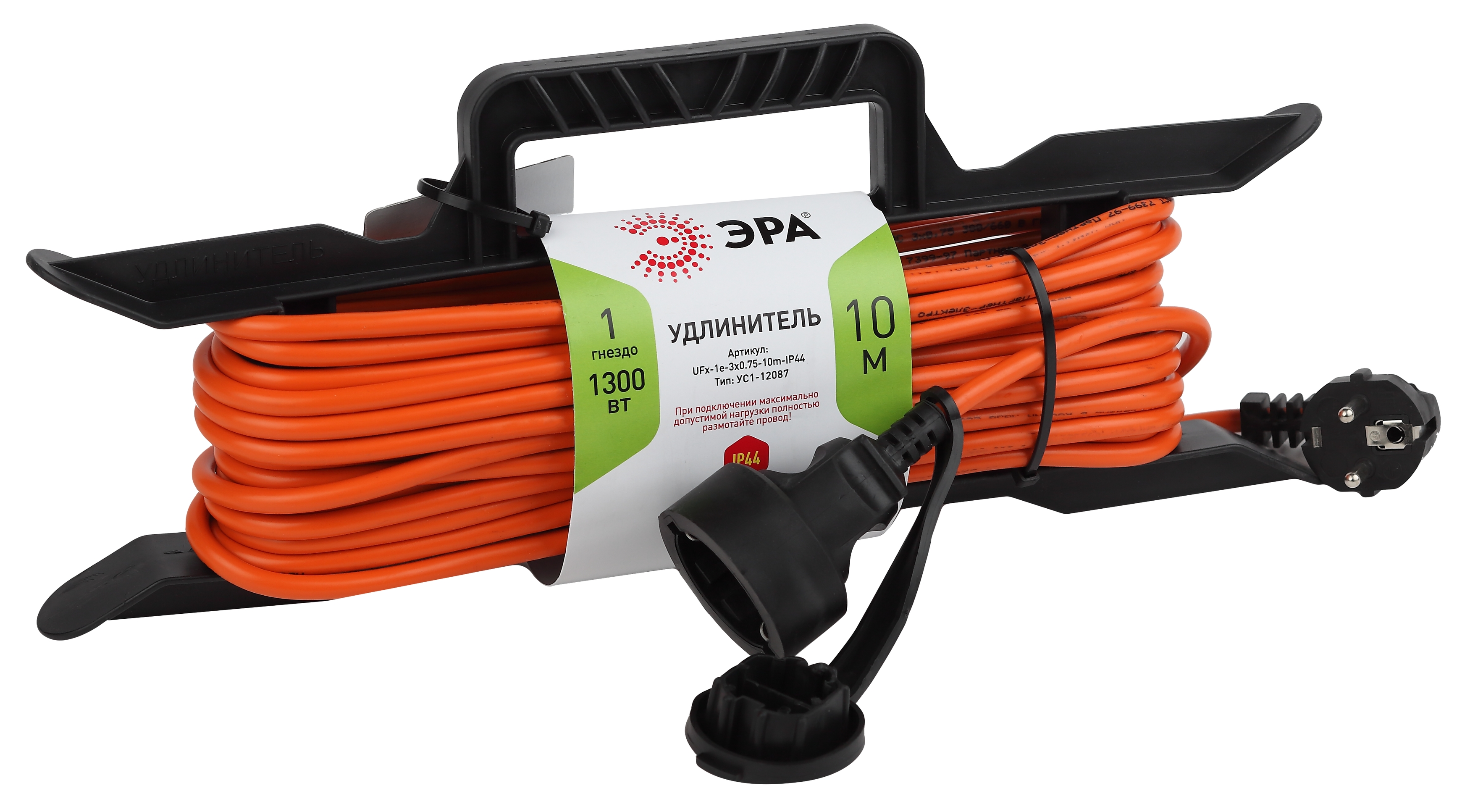 Изображение товара ЭРА Удлинитель силовой UFx-1e-3x0.75-10m на рамке c заземлением 1 розетка 10м ПВС 3x0.75мм2