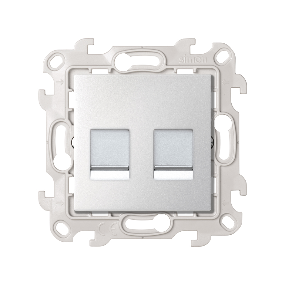 Изображение товара Simon 24 Алюминий Розетка для передачи данных 2xRJ45 Cat.5e UTP