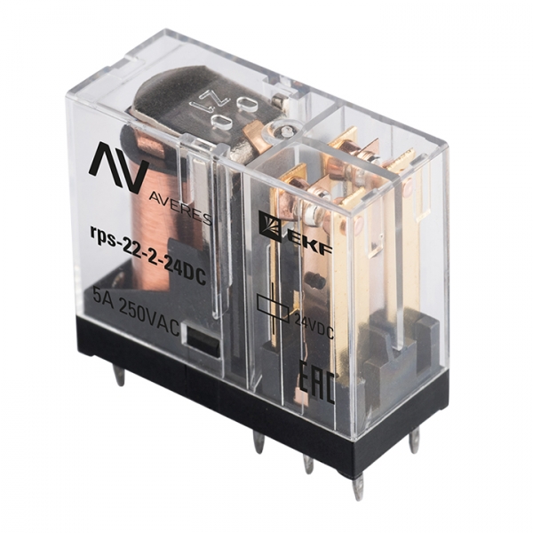 Изображение товара EKF Averes Реле промежуточное РП slim 22/2 5A 24В DC.