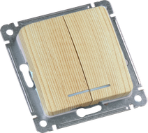 Изображение товара Hegel Мастер внутр Сосна ВС10-452-02 Выключатель 2-клавишный, с индикацией, механизм