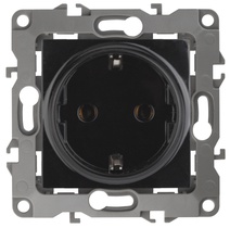 Изображение товара ЭРА Розетка Серия 12 12-2101-06 с заземлением 2P+E Schuko 16A-250В IP20 чёрный