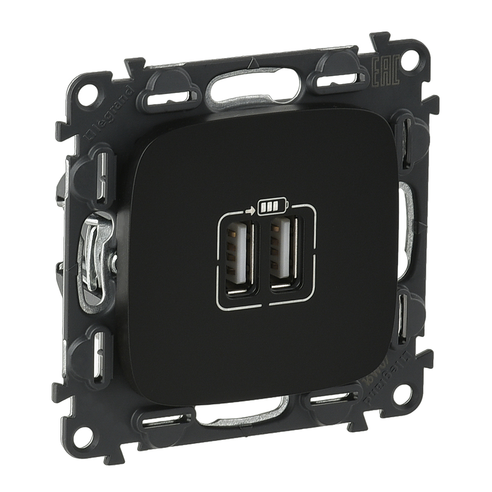 Изображение товара Legrand Valena ALLURE. Антрацит. 2 USB 5В, 3A