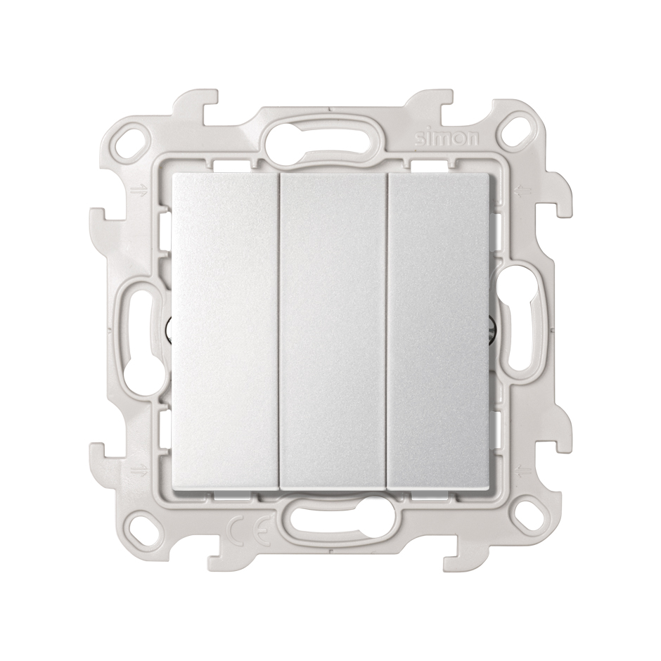 Изображение товара Simon 24 Алюминий Трехклавишный выключатель 10AX 250В~