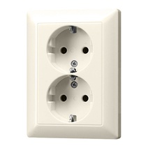 Изображение товара JUNG DIY EcoProfi Бежевая Розетка 2-ая с/з литая (моноблок)