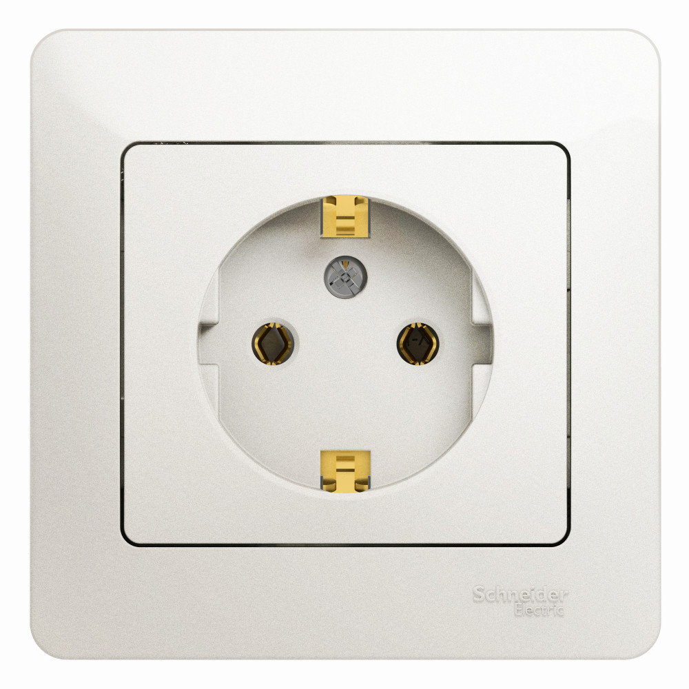 Изображение товара Rозетка Systeme Electric Glossa Перламутр, 16 А, IP20, белая