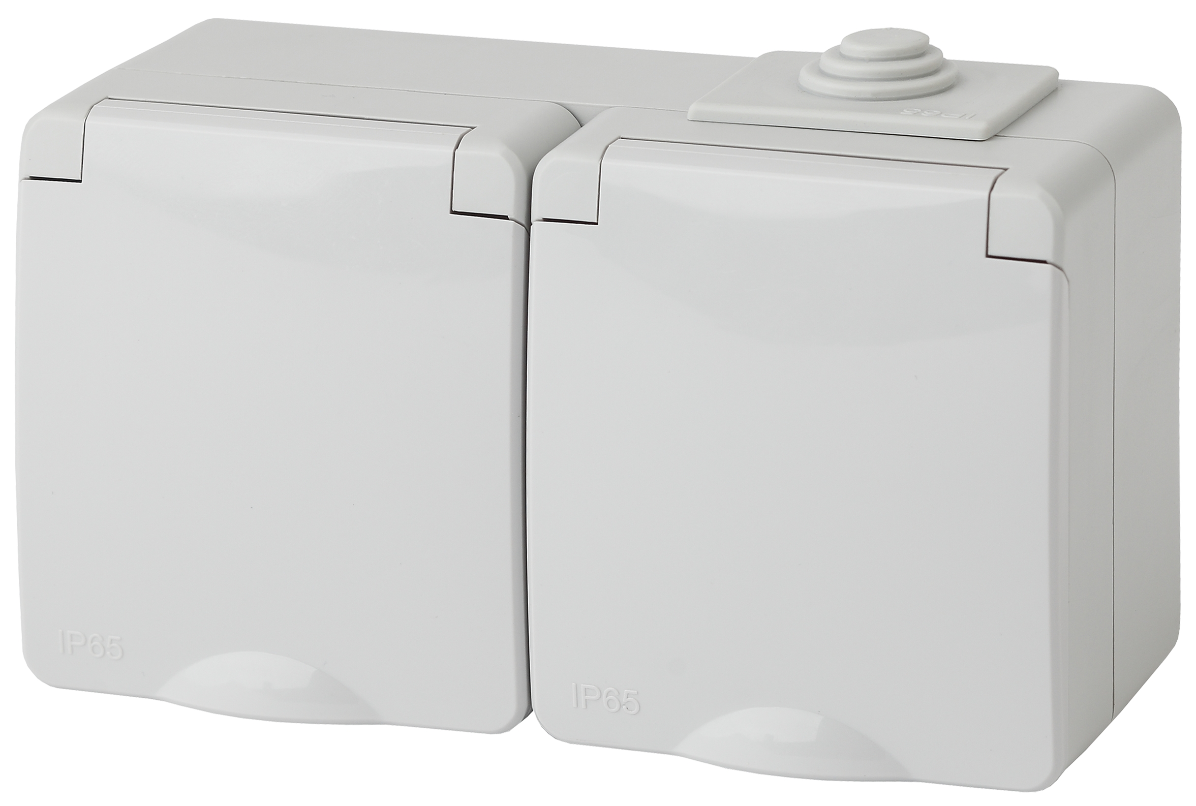 Изображение товара ЭРА Розетка Эксперт 11-2603-03 2х2P+E гориз. IP65 16A-250В ОУ серый