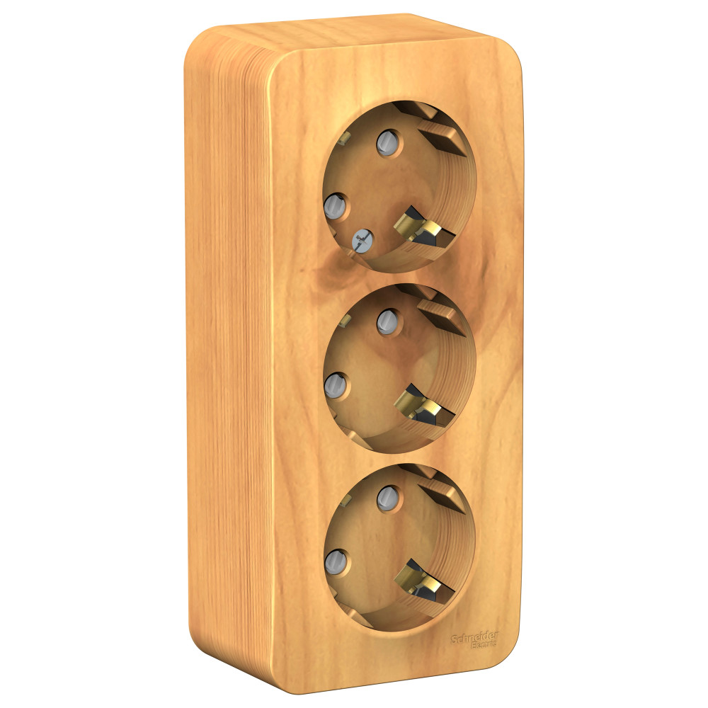 Изображение товара Systeme Electric Blanca розетка 3-местная, ясень, IP20, 250V, 16A