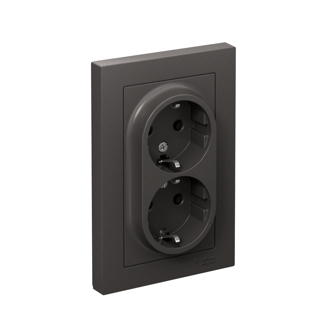 Изображение товара Systeme Electric AtlasDesign Базальт Розетка двойная с/з, 16А, в сборе