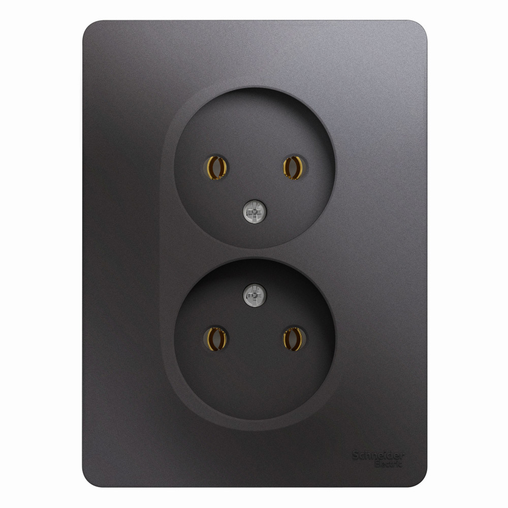 Изображение товара Systeme Electric Glossa Графит Розетка 2-ая б/з (в сборе)