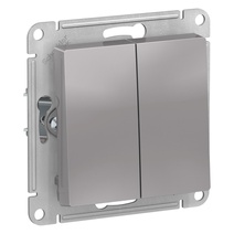 Изображение товара Systeme Electric AtlasDesign Aqua Алюминий Выключатель 2-клавишный, IP44, сх.5, 10АХ, механизм
