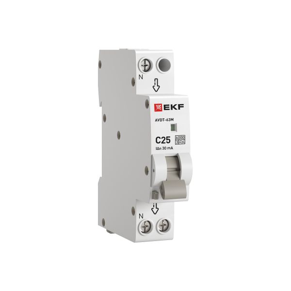 Изображение товара EKF PROxima АВДТ-63 Диф. Автомат (C)   25А/30мА тип А 6кА , электронный.