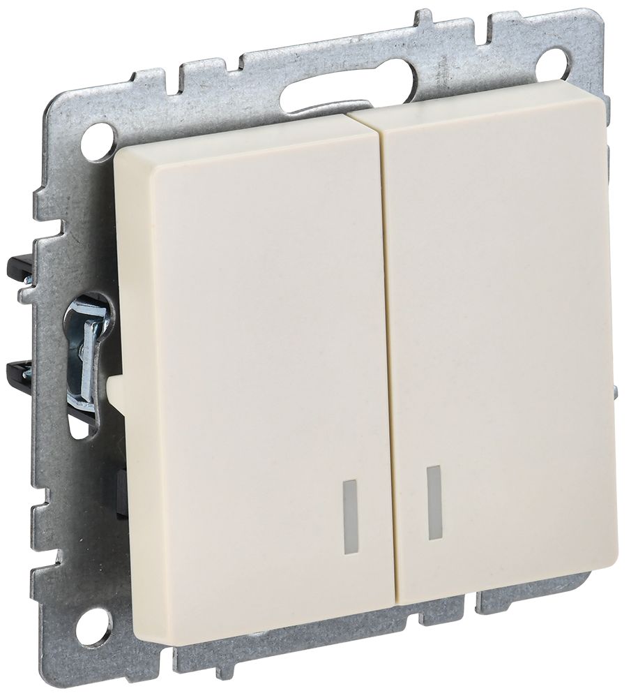 Изображение товара Выключатель IEK BRITE BASE 2-концевой бежевый с подсветкой Изображение товара Выключатель IEK BRITE BASE 2-концевой бежевый с подсветкой