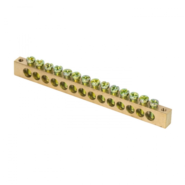 Изображение товара EKF PROxima Шина PEN "ноль-земля" (8х12мм) 14 отверстий латунь крепеж по краям.