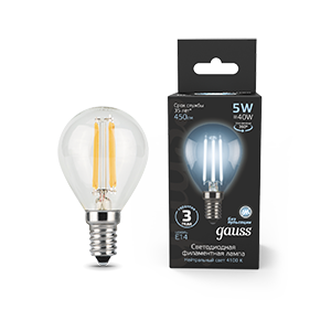 Изображение товара Gauss Лампа Filament Шар 5W 450lm 4100К Е14 LED