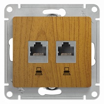 Изображение товара Systeme Electric Glossa Дерево Дуб Розетка 2-ая компьютерная RJ45+RJ45, кат.5E