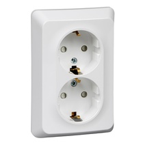 Изображение товара Systeme Electric Этюд Бел Розетка 2-ая с/з со шторками 16А 250B
