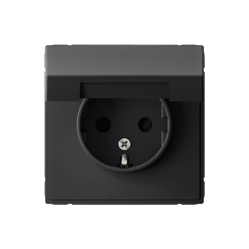 Изображение товара Systeme Electric ArtGallery Карбон Розетка с заземл. со шторк. с крышкой, 16А, IP20, механизм