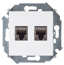 Изображение товара Simon 15 Белая Розетка компьютерная двойная 2хRJ45 кат.6A (АМР, FTP)