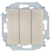 Изображение товара Simon 15 Шампань Выключатель 3-клавишный, 10А, 250В, винт.зажим