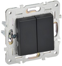 Изображение товара IEK SKANDY Черный Выключатель 2-клавишный проходной 10А SK-V05Bl